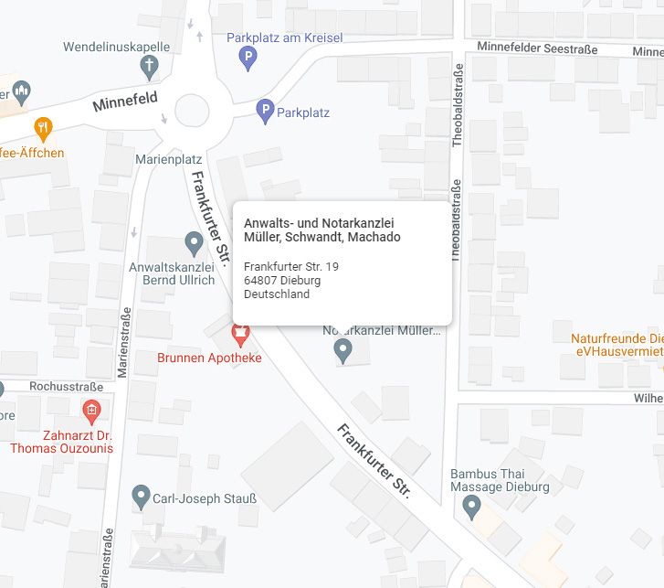 Anfahrtskarte Kanzlei in Dieburg - Link führt auf die Webseite von Google Maps
